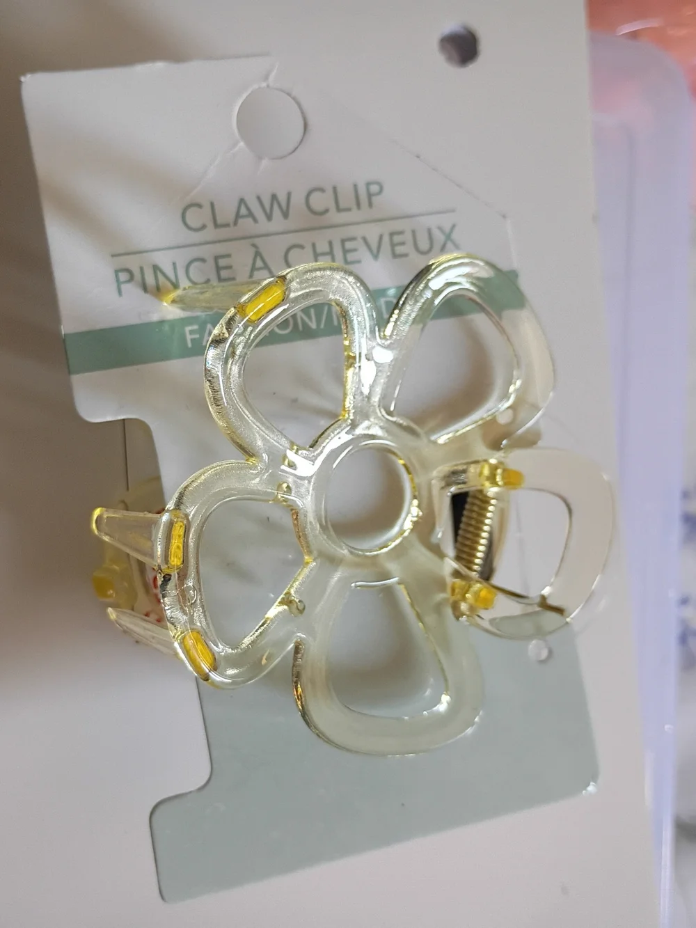 Clear Yellow Flower Claw Hair Clip - Women Accessories